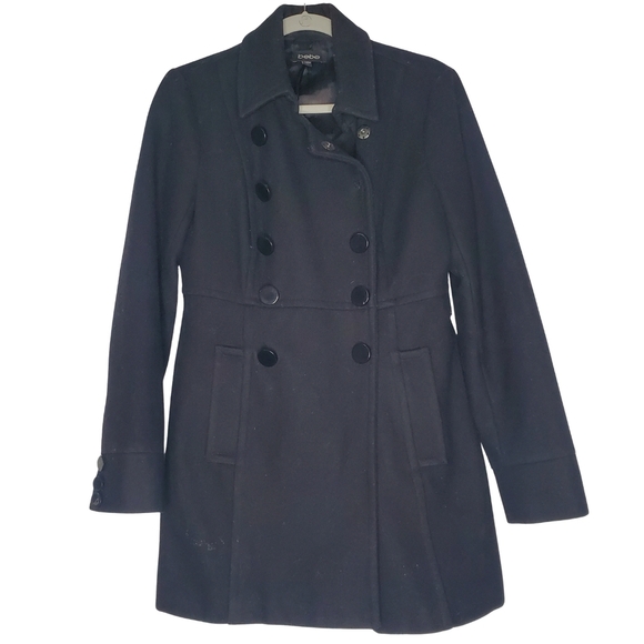 Bebe Black Peacoat Tailored Silhouette - Picture 1 of 4